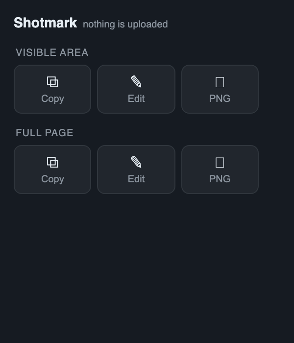 The capture menu: visible area or full page; copy, edit or PNG